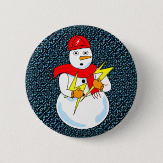 Electrical Snowman 2 Inch Round Button