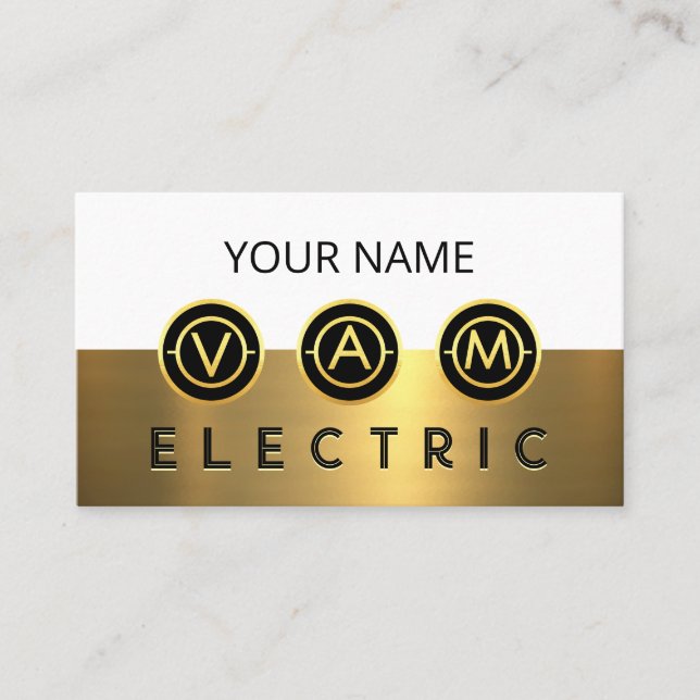 Electrical Symbol Icons Gold Layer Business Card (Front)