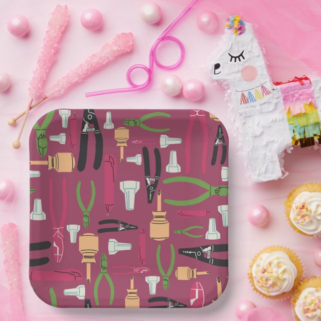 Electrical Tools of the Trade, Girl Electrician Paper Plate (Party)