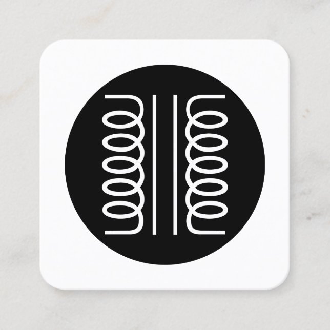 Electrical Transformer Symbol - Black and White Square Business Card (Front)