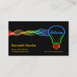 Electrical Wave Colourful Light Bulb Electrician Business Card