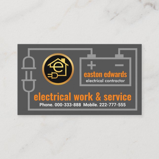 Electrical Wire Circuit Electrician Business Card (Front)