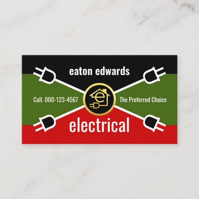 Electrical Wiring Colors Power Plug Business Card (Front)