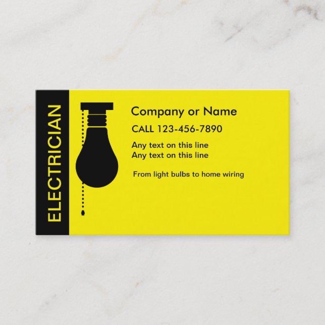 Electrical Work Electrician Business Cards (Front)