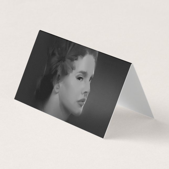Electrically painted black and white lady  business card (Front)