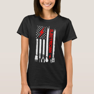 Electrician American Flag Electrical Tools Patrio T-Shirt