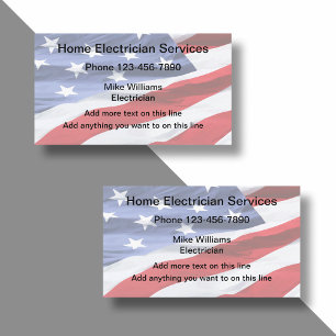 Electrician American Flag Two Side Business Cards