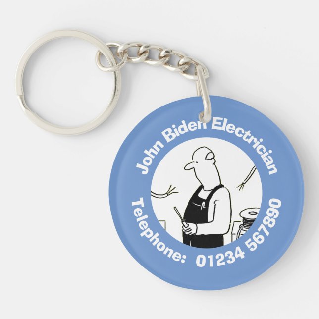 Electrician and Electrical Repairs. Personalised  Keychain (Front)