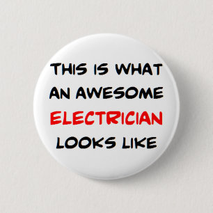 electrician, awesome 2 inch round button