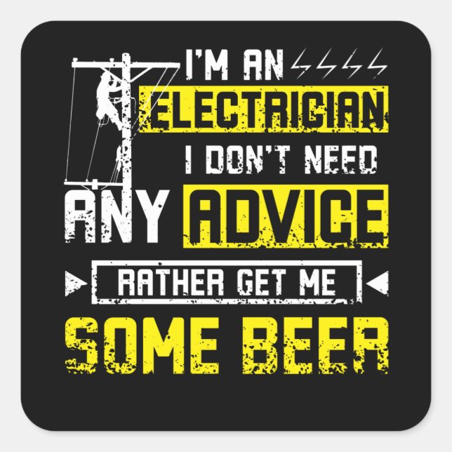 Electrician Beer Square Sticker (Front)