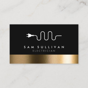 Electrician Bold Black Gold Business Card