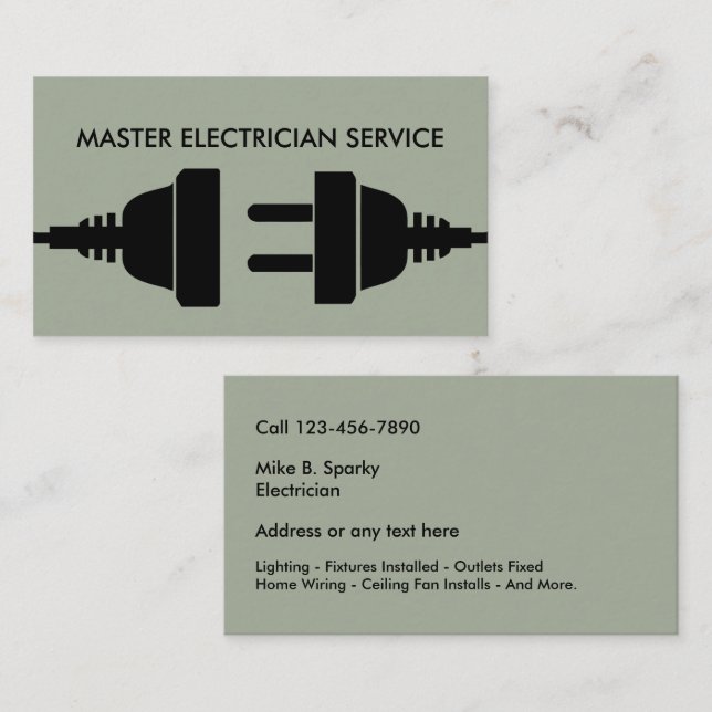 Electrician Bold Modern Design Business Card (Front/Back)