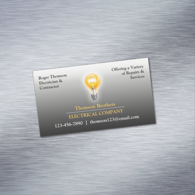 Electrician Bulb Magnetic Business Card (In Situ)
