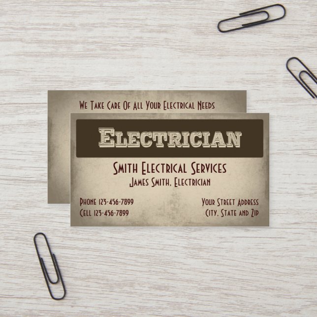 Electrician Business Card (Front/Back In Situ)