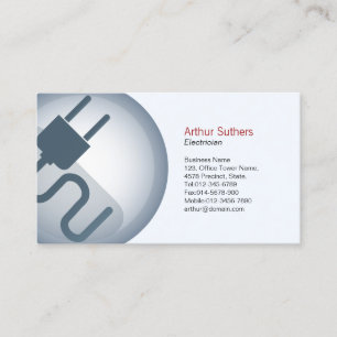 Electrician Business Card Power Cord Icon