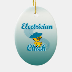 Electrician Chick #3 Ceramic Ornament