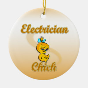 Electrician Chick Ceramic Ornament