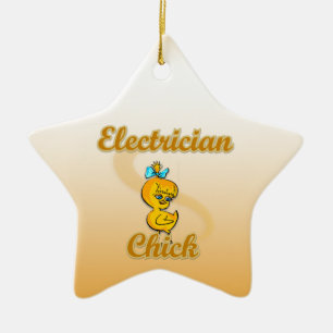 Electrician Chick Ceramic Ornament
