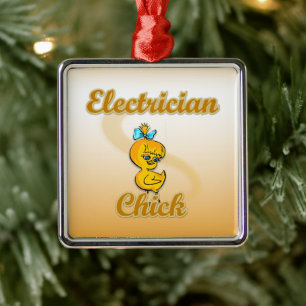 Electrician Chick Metal Ornament