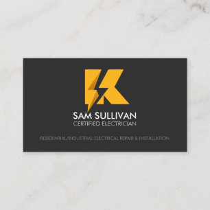 Electrician Contractor Monogram K Business Card