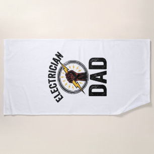Electrician Dad Vintage Engraving Vector Shirt Des Beach Towel