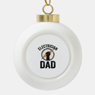 Electrician Dad Vintage Engraving Vector Shirt Des Ceramic Ball Christmas Ornament