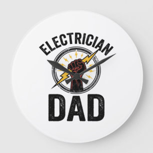 Electrician Dad Vintage Engraving Vector Shirt Des Large Clock