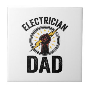 Electrician Dad Vintage Engraving Vector Shirt Des Tile