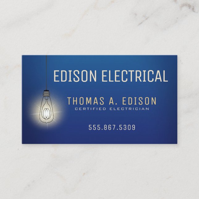 Electrician | Electric Lightbulb Business Card (Front)