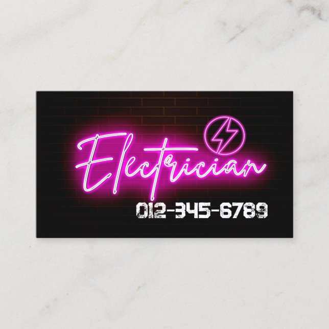 Electrician Electrical Contractor Business Card (Front)
