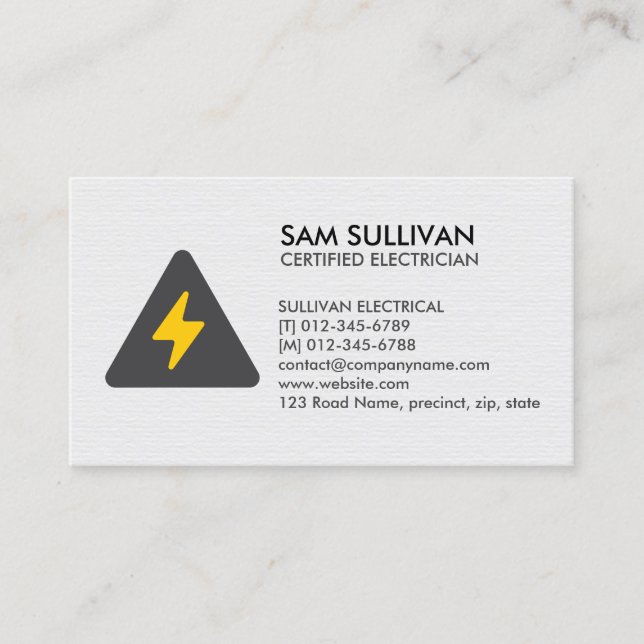 Electrician Electrical Contractor Business Card (Front)