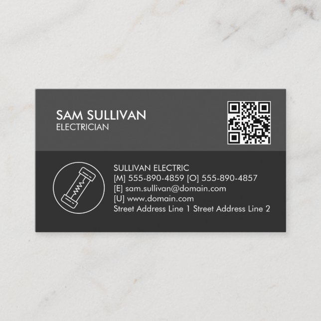 Electrician Electrical Contractor Business Card (Front)