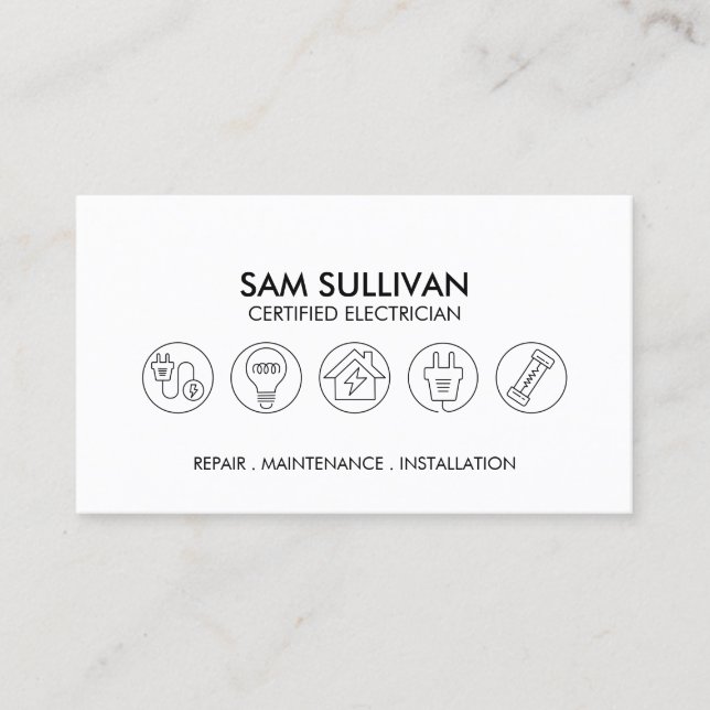 Electrician Electrical Contractor Business Card (Front)