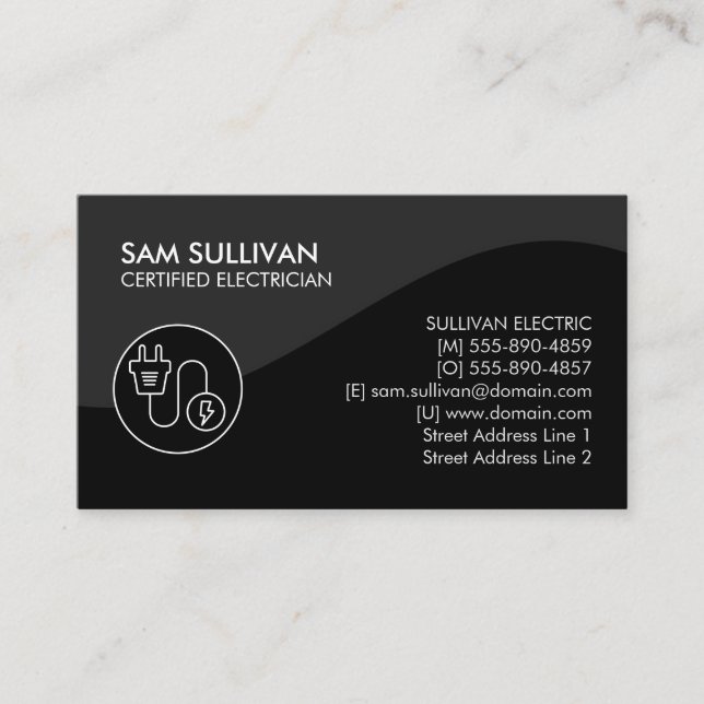 Electrician Electrical Contractor Business Card (Front)