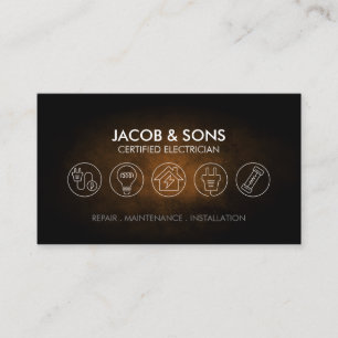 Electrician Electrical Contractor Copper Grunge Business Card