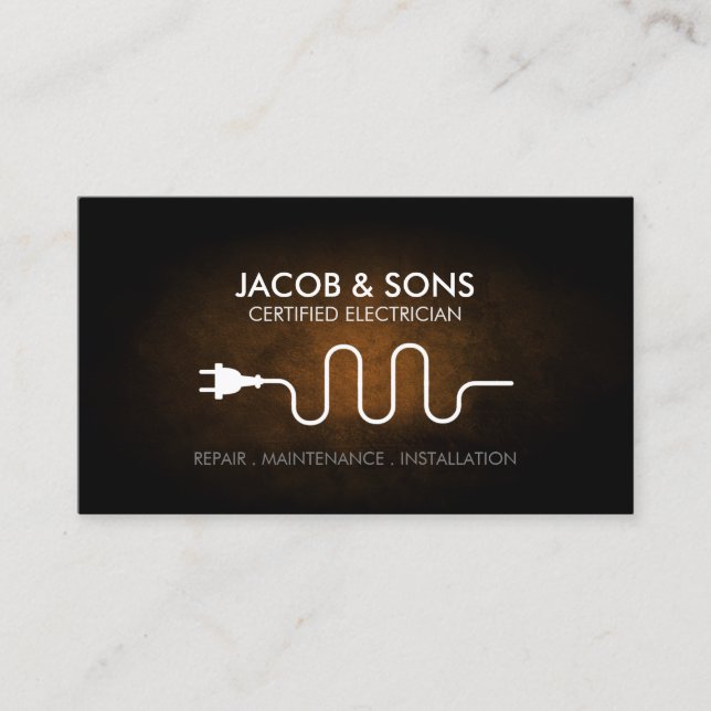 Electrician Electrical Contractor Copper Grunge Business Card (Front)