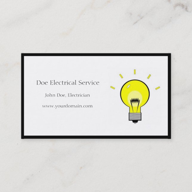 Electrician Electrical Contractor Light Bulb Business Card (Front)