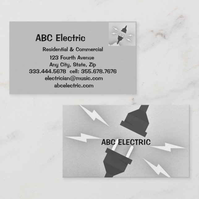 Electrician Electrical Engineer Contractors Business Card (Front/Back)