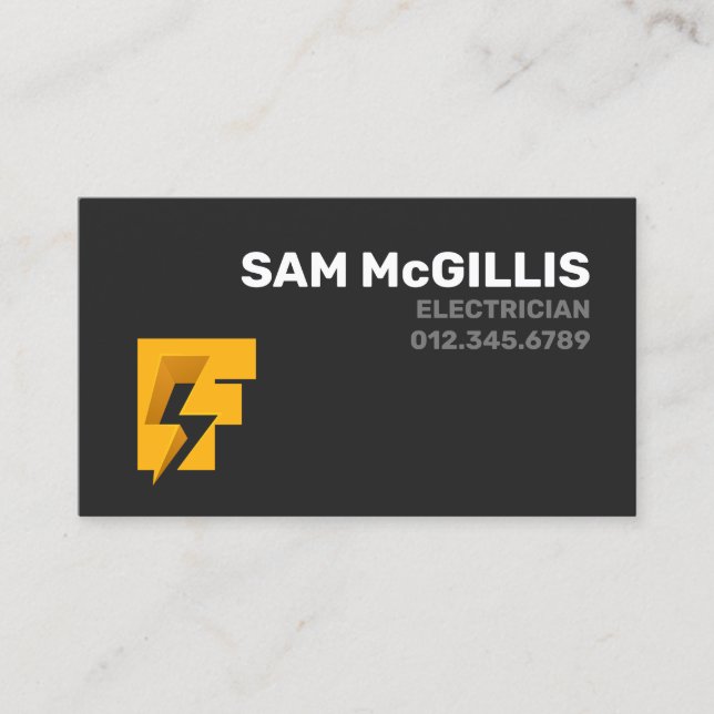 Electrician Electrical Monogram F Business Card (Front)