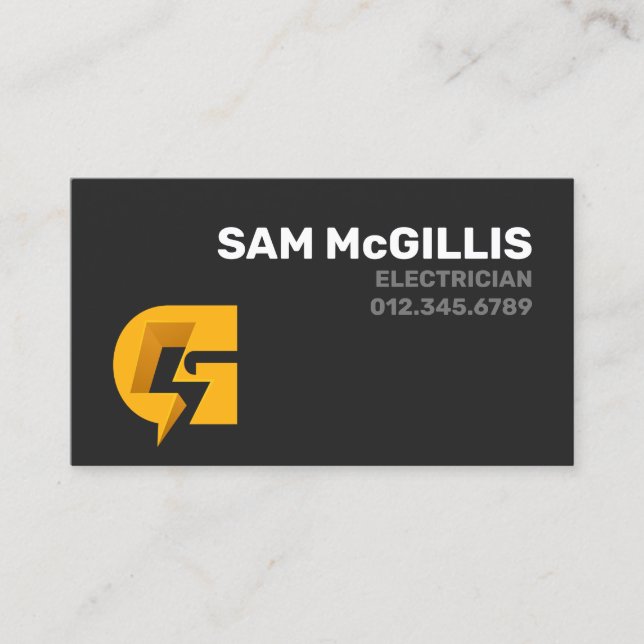 Electrician Electrical Monogram G Business Card (Front)