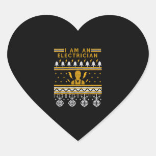 Electrician Electronic Ugly Christmas Sweater Gift Heart Sticker