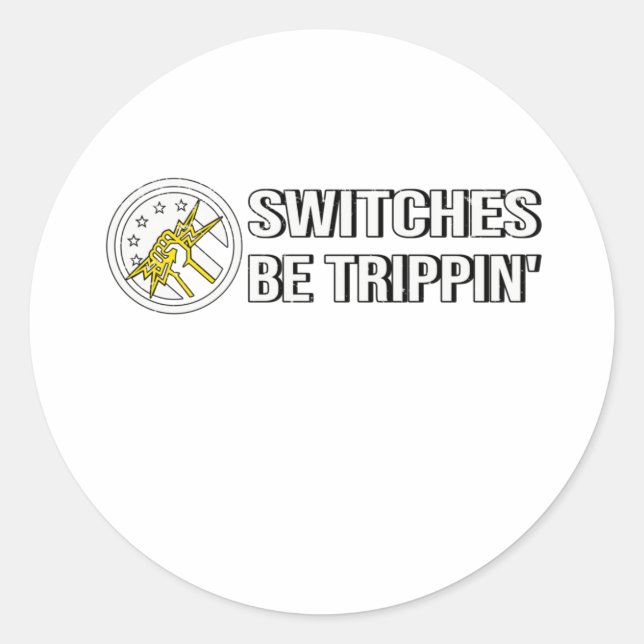 Electrician Flag Electronics Symbol Wordwitz Pun Classic Round Sticker (Front)