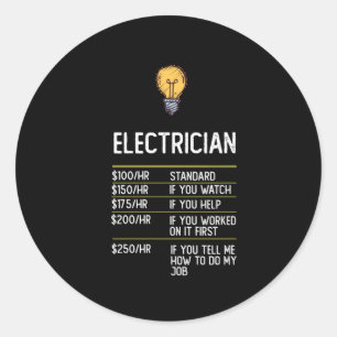 electrician funny gift present idea classic round sticker