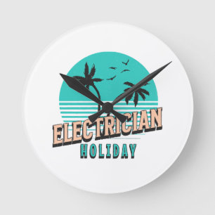 Electrician Holiday Round Clock