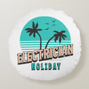 Electrician Holiday Round Pillow