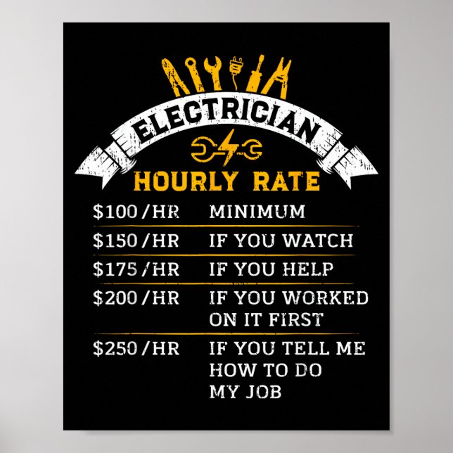 Electrician Hourly Rate For Handyman Humor Labor R Poster (Front)