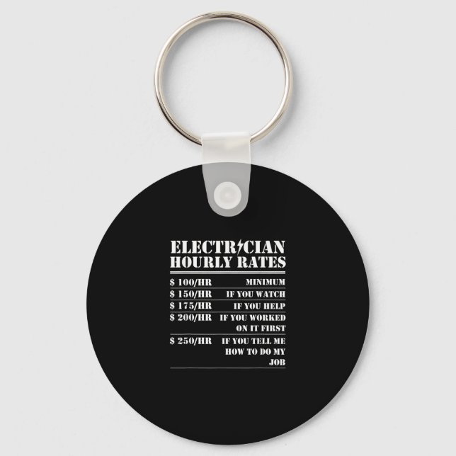Electrician Hourly Rate Funny Electrical Mechanic Keychain (Front)