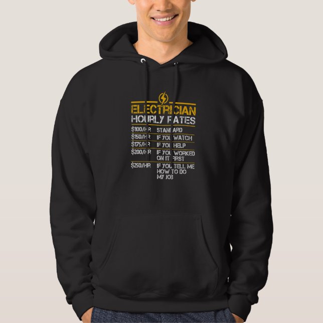 Electrician Hourly Rates Lineman Men Electrician D Hoodie (Front)