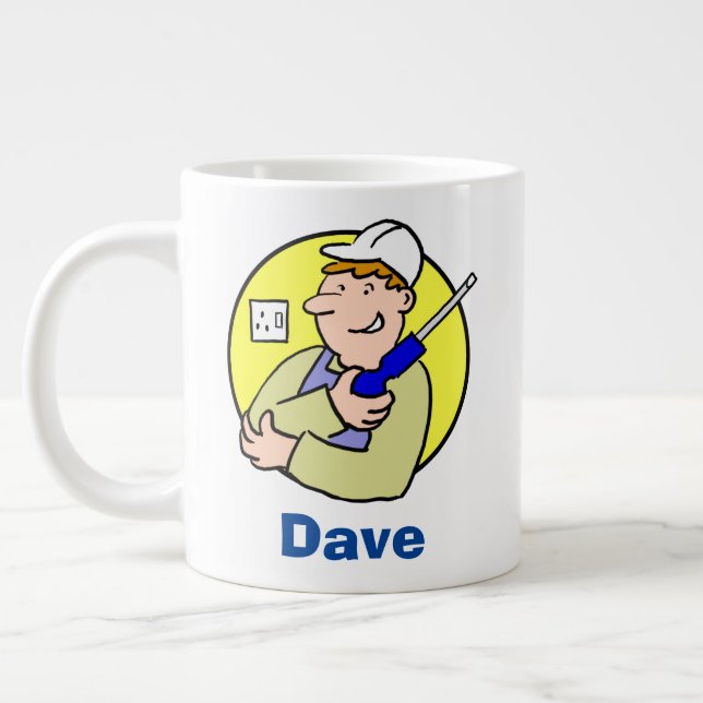 Electrician Image with Name Large Coffee Mug (Left)