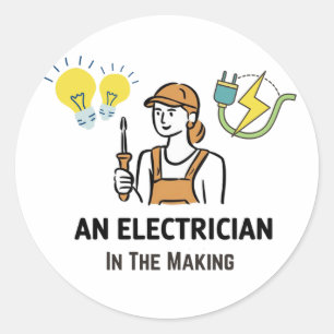 Electrician in the making classic round sticker